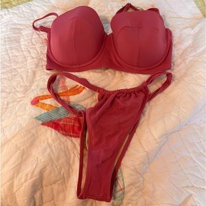 Two-piece pink bikini